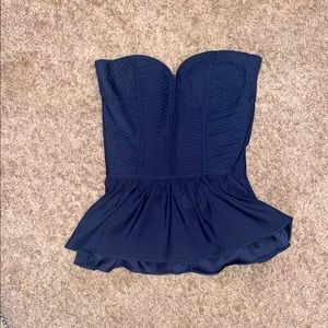 BuddyLove Navy Sweetheart Peplum Top